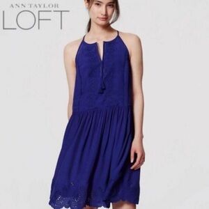 Ann Taylor Loft Blue Eyelet Dress M NWT